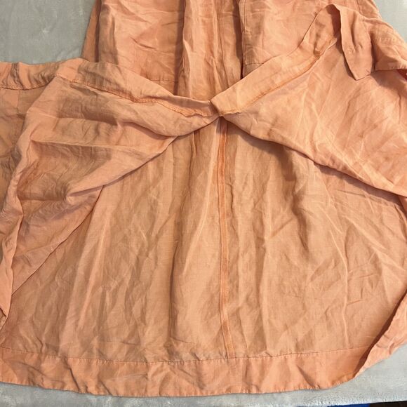 Madewell Midi Dress Womens 10 Pink/Orange Linen Blend Dolman Sheer Boho Cottage - Picture 14 of 16